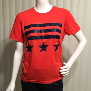 adidas Red and Black Star Stripe Tee